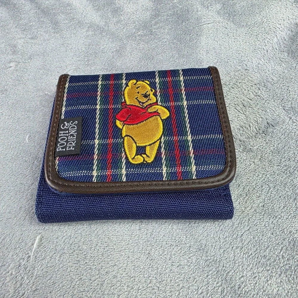 Vintage 1990s Disney Winnie The Pooh Trifold Wallet- Plaid-Pooh Bear